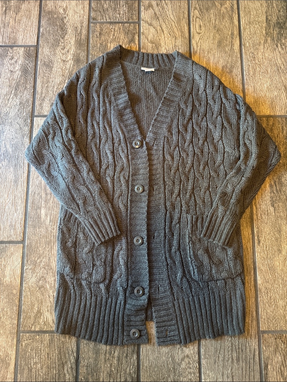 LuLaRoe women's Charcoal Cable Knit Cardigan Sweater size S